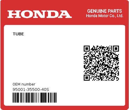 Product image: Honda - 95001-35500-40S - TUBE  0