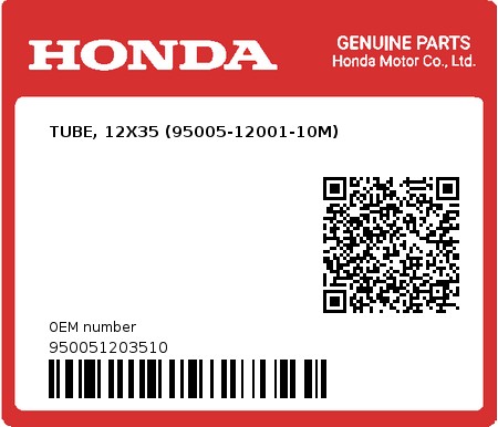 Product image: Honda - 950051203510 - TUBE, 12X35 (95005-12001-10M)  0