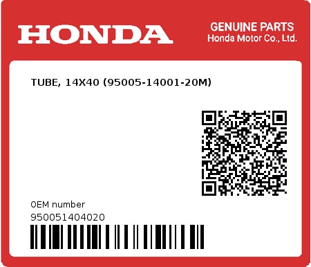 Product image: Honda - 950051404020 - TUBE, 14X40 (95005-14001-20M)  0