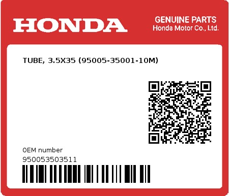 Product image: Honda - 950053503511 - TUBE, 3.5X35 (95005-35001-10M)  0