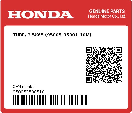 Product image: Honda - 950053506510 - TUBE, 3.5X65 (95005-35001-10M)  0