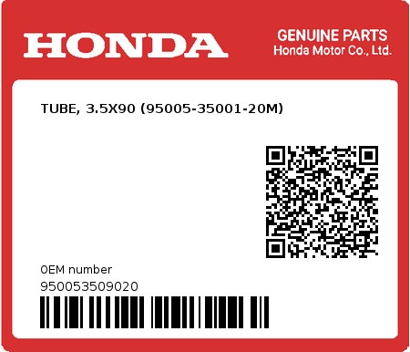 Product image: Honda - 950053509020 - TUBE, 3.5X90 (95005-35001-20M)  0