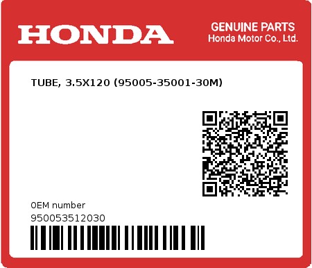 Product image: Honda - 950053512030 - TUBE, 3.5X120 (95005-35001-30M)  0