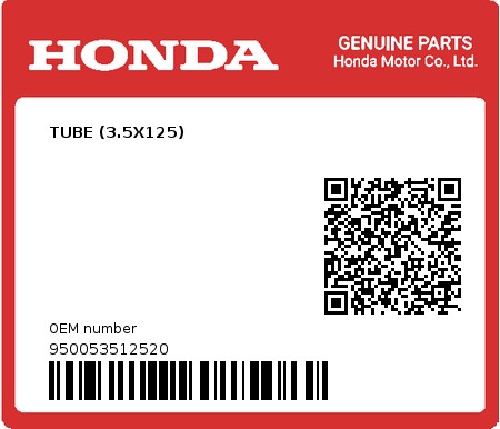 Product image: Honda - 950053512520 - TUBE (3.5X125)  0