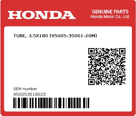 Product image: Honda - 950053518020 - TUBE, 3.5X180 (95005-35001-20M)  0