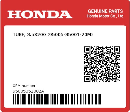Product image: Honda - 95005352002A - TUBE, 3.5X200 (95005-35001-20M)  0