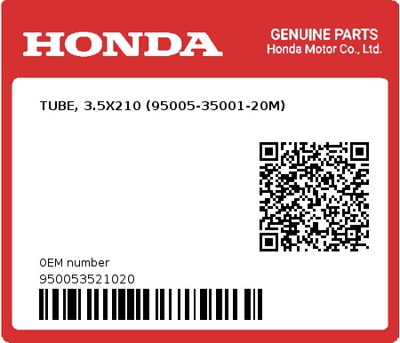 Product image: Honda - 950053521020 - TUBE, 3.5X210 (95005-35001-20M)  0