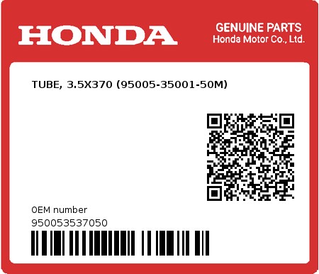 Product image: Honda - 950053537050 - TUBE, 3.5X370 (95005-35001-50M)  0