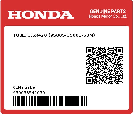 Product image: Honda - 950053542050 - TUBE, 3.5X420 (95005-35001-50M)  0