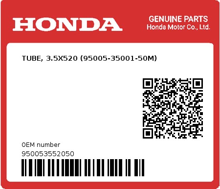 Product image: Honda - 950053552050 - TUBE, 3.5X520 (95005-35001-50M)  0