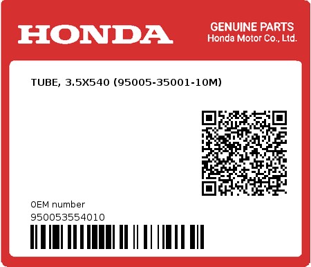 Product image: Honda - 950053554010 - TUBE, 3.5X540 (95005-35001-10M)  0
