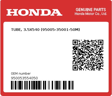 Product image: Honda - 950053554050 - TUBE, 3.5X540 (95005-35001-50M)  0