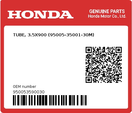 Product image: Honda - 950053590030 - TUBE, 3.5X900 (95005-35001-30M)  0