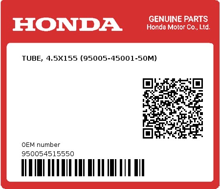 Product image: Honda - 950054515550 - TUBE, 4.5X155 (95005-45001-50M)  0
