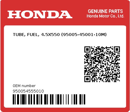 Product image: Honda - 950054555010 - TUBE, FUEL, 4.5X550 (95005-45001-10M)  0