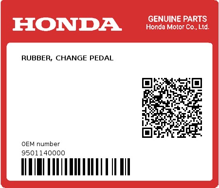 Product image: Honda - 9501140000 - RUBBER, CHANGE PEDAL  0