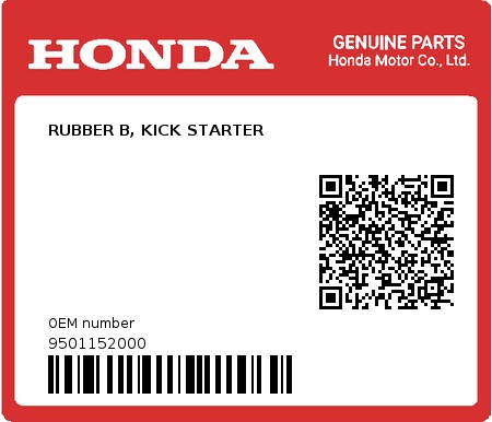 Product image: Honda - 9501152000 - RUBBER B, KICK STARTER  0