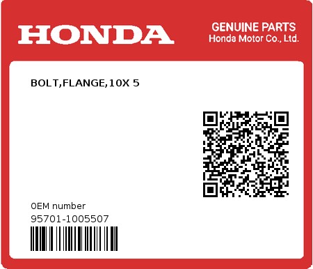 Product image: Honda - 95701-1005507 - BOLT,FLANGE,10X 5  0
