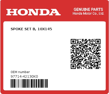 Product image: Honda - 97714-42130K0 - SPOKE SET B, 10X145  0