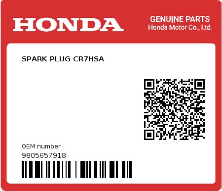 Product image: Honda - 9805657918 - SPARK PLUG CR7HSA  0
