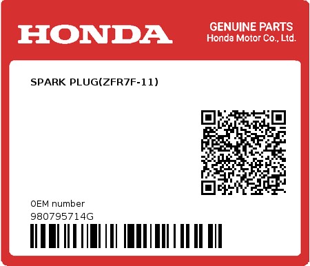 Product image: Honda - 980795714G - SPARK PLUG(ZFR7F-11)  0