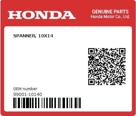 Product image: Honda - 99001-10140 - SPANNER, 10X14  0