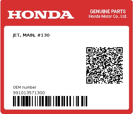 Product image: Honda - 991013571300 - JET, MAIN, #130  0