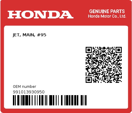 Product image: Honda - 991013930950 - JET, MAIN, #95  0