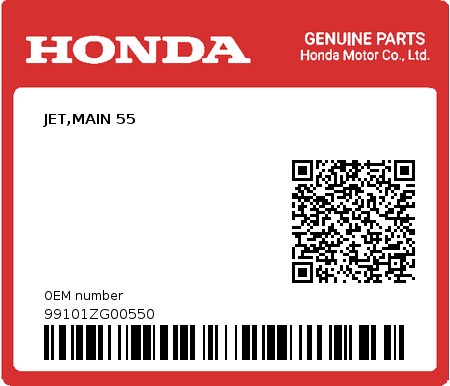 Product image: Honda - 99101ZG00550 - JET,MAIN 55  0