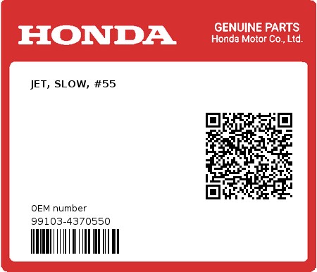 Product image: Honda - 99103-4370550 - JET, SLOW, #55  0