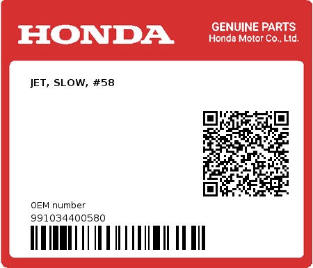 Product image: Honda - 991034400580 - JET, SLOW, #58  0