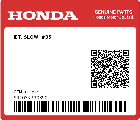Product image: Honda - 99103KR30350 - JET, SLOW, #35  0