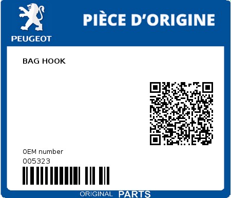 Product image: Peugeot - 005323 - BAG HOOK  0