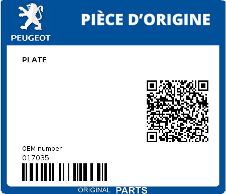 Product image: Peugeot - 017035 - PLATE  0