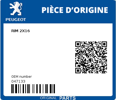 Product image: Peugeot - 047133 - RIM 2X16  0