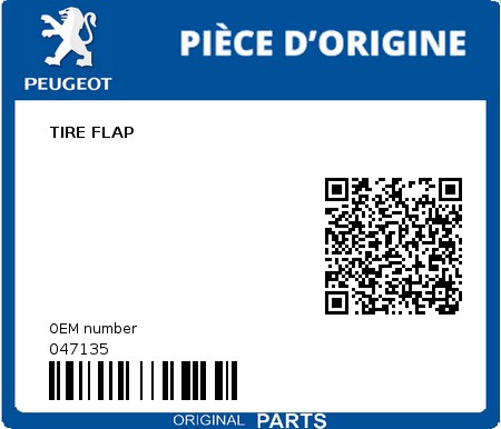 Product image: Peugeot - 047135 - TIRE FLAP  0