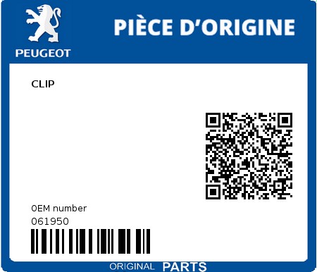 Product image: Peugeot - 061950 - CLIP  0