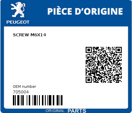Product image: Peugeot - 705004 - SCREW M6X14  0