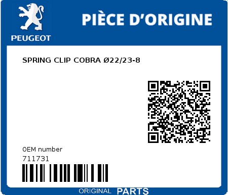 Product image: Peugeot - 711731 - SPRING CLIP COBRA Ø22/23-8  0