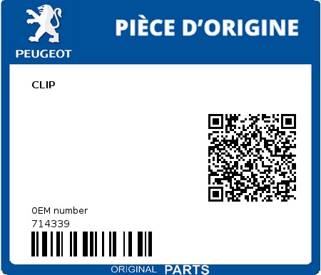 Product image: Peugeot - 714339 - CLIP  0
