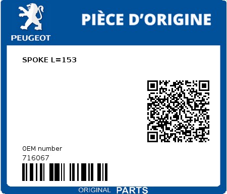 Product image: Peugeot - 716067 - SPOKE L=153  0