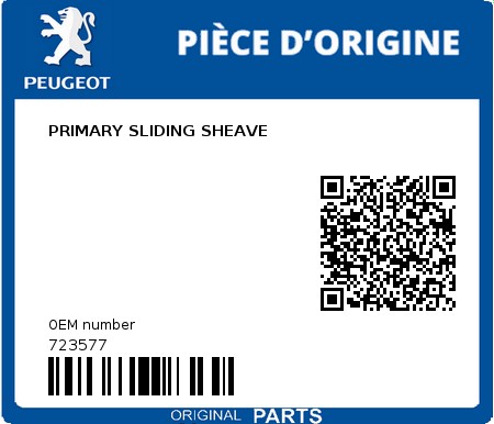 Product image: Peugeot - 723577 - PRIMARY SLIDING SHEAVE  0