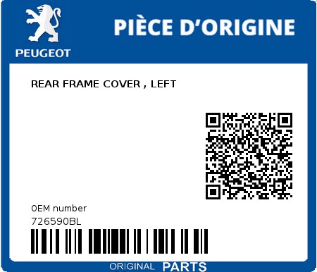 Product image: Peugeot - 726590BL - REAR FRAME COVER , LEFT  0