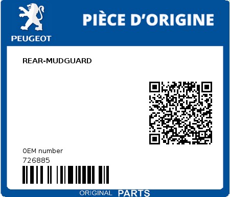 Product image: Peugeot - 726885 - REAR-MUDGUARD  0