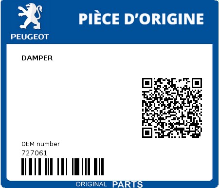 Product image: Peugeot - 727061 - DAMPER  0