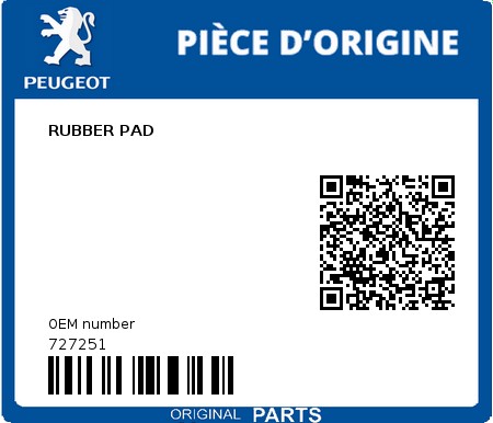 Product image: Peugeot - 727251 - RUBBER PAD  0