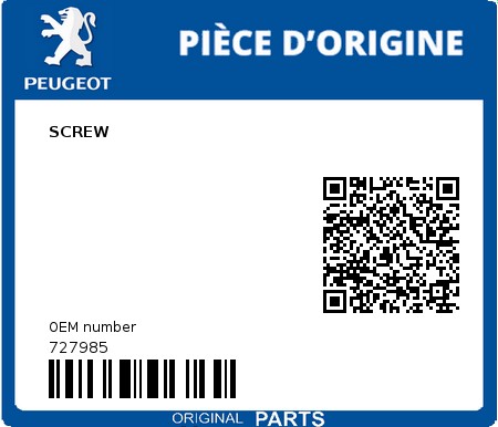 Product image: Peugeot - 727985 - SCREW  0
