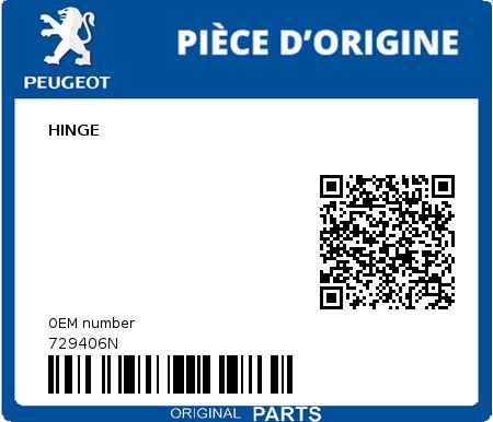 Product image: Peugeot - 729406N - HINGE  0