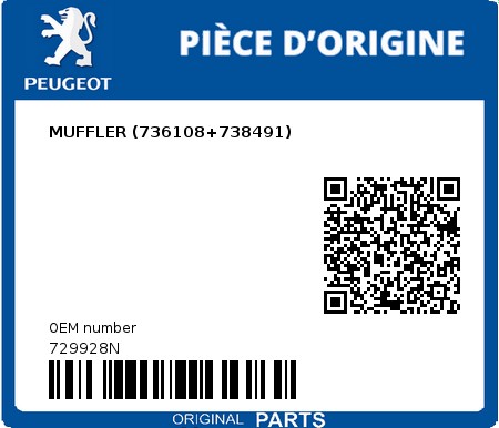 Product image: Peugeot - 729928N - MUFFLER (736108+738491)  0
