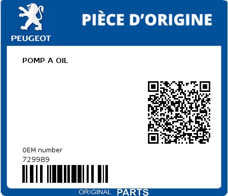 Product image: Peugeot - 729989 - POMP A OIL  0